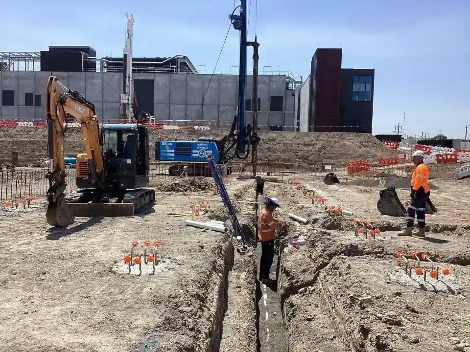 Pipes in a shored construction trench