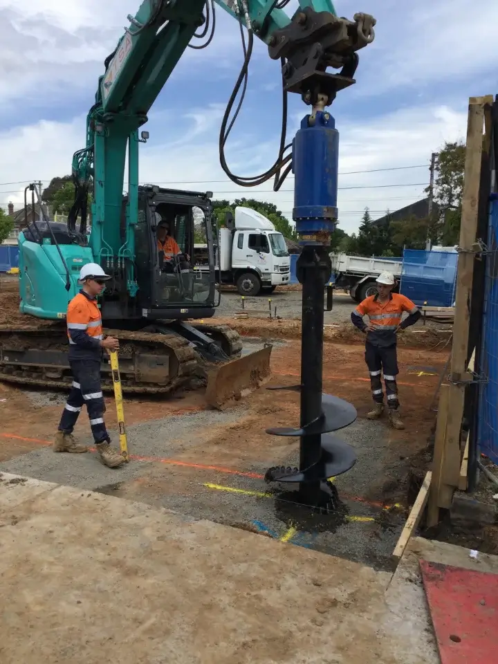 Construction site with drilling equipment