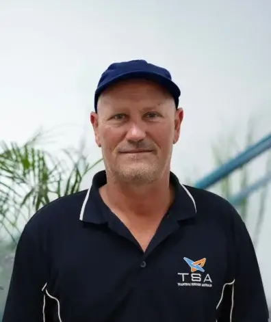 Man in a TSA polo shirt